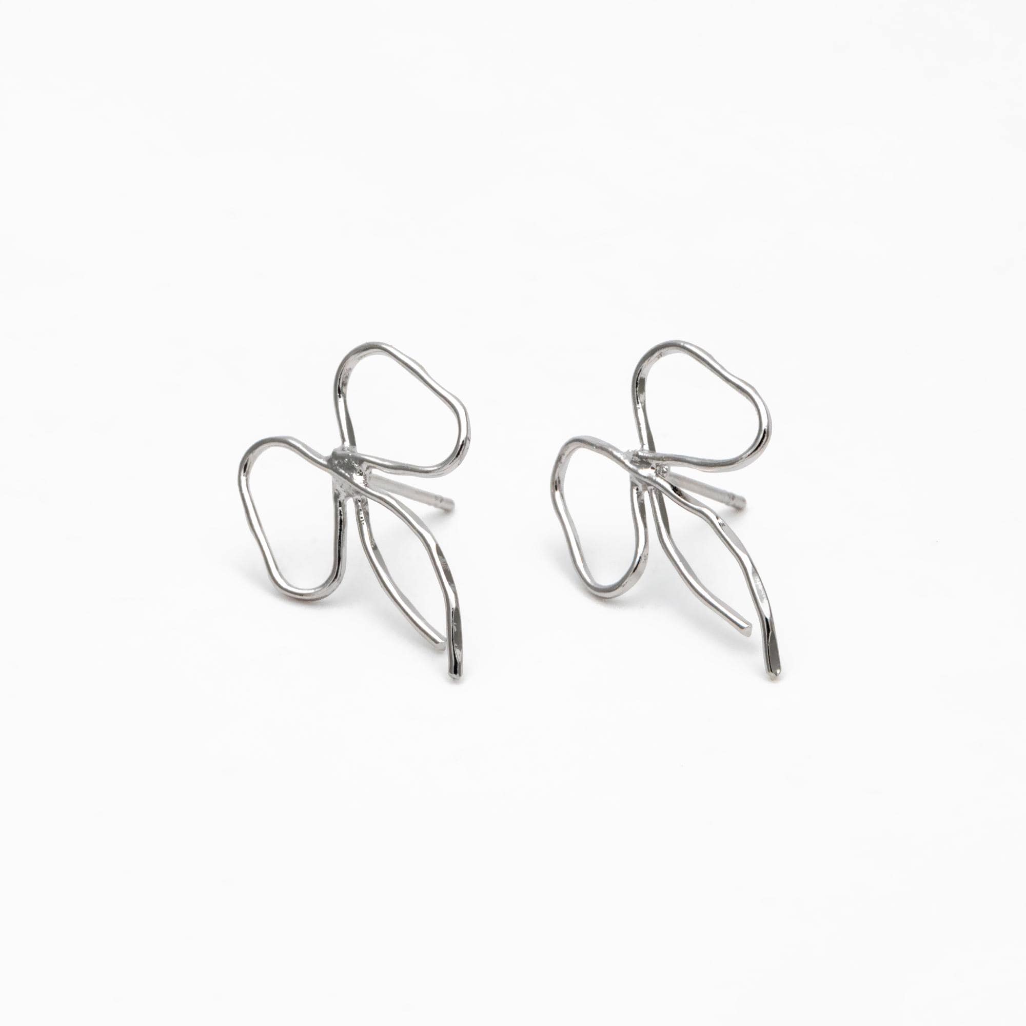 10pcs Gold/ Silver Bowknot Earrings, Gold/ Rhodium plated Brass, Minimalist Earrings, Jewelry Supplies (GB-4301)